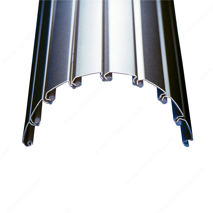 1 Metallic Line Tambour Slat - Stainless Steel Finish, Width 20 mm 96" Long , Connect slots to make door