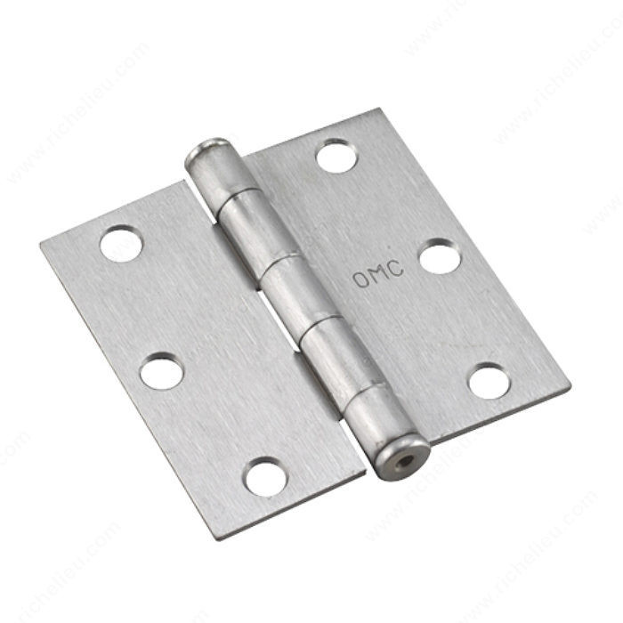 7.6 cm (3) Mortise Butt Hinges, Assembled, Width - Overall Dimensions 3 in, Load Capacity 50 lb, Color/Finish Brushed Chrome, Recommended Usage Light Use PRO-PACK 2
