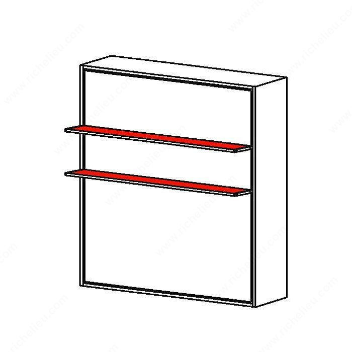 Luna - Vertical Opening Mechanism with Two Shelves, Synchronized Single Motion., Bed Size Double (54'' x 75''), Required interior dimension - Length 1 466 mm