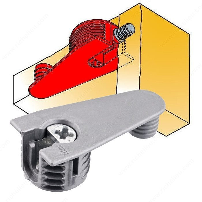 Quickfit-Expando Housing Outrigger - Top assembly only, Top assembly only, Panel Thickness 19 mm, Drilling Depth 14 mm, Quantities per case available 1250 units, Finish Silver (50 ps set)