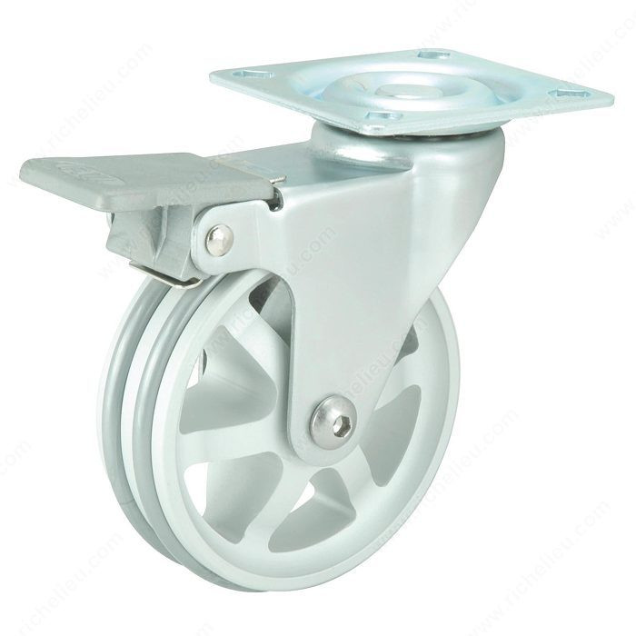 Aluminum Design Caster, Fastening Type Swivel with Brake