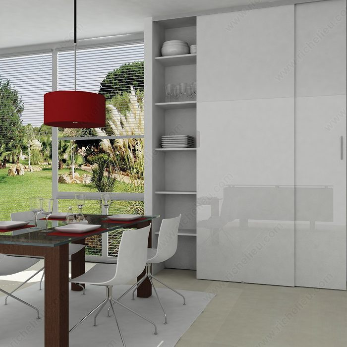 Hanging Sliding System for Closet Doors with Standard Mounting. DUCLOSET SIMPLE, Reverse plate setting alternative,