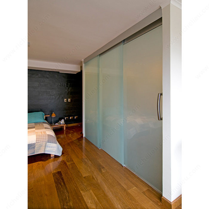 TWIN TELESCOPIC VD. Synchronized Telescopic Sliding System for Two Glass Doors, Gradual synchronized opening,