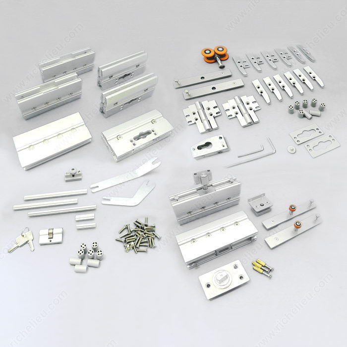 Concealed Folding System for 2 Glass Panels of up to 80 kg (176 lb.) per Panel,