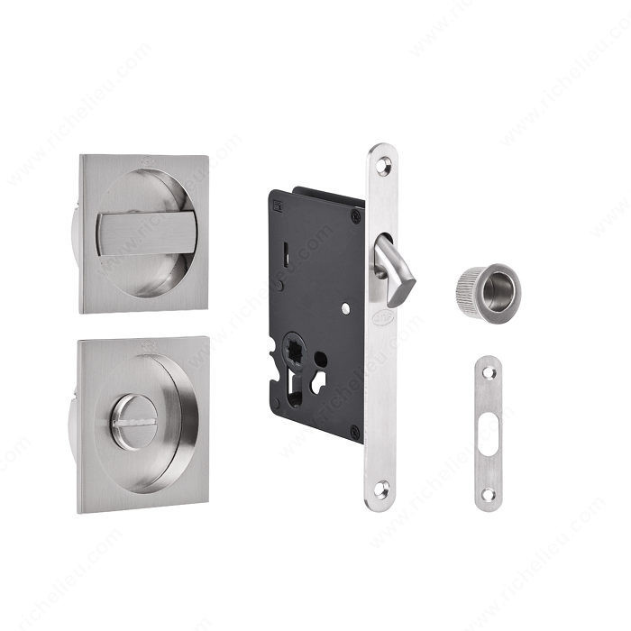 Mortice Lock Set for Sliding Door, Finish Satin Chrome