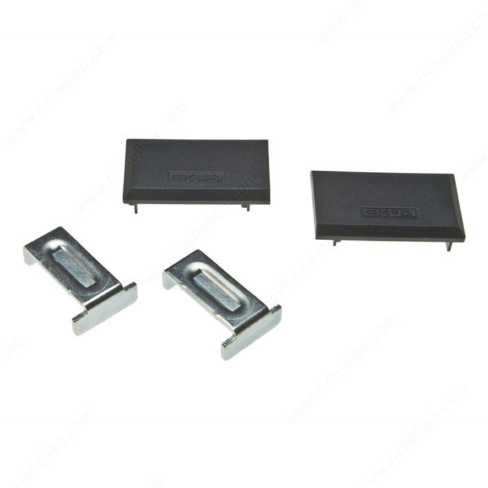 End Cap Set, Plastic (Anthracite), with Limiter for Aluminum Panel (2),
