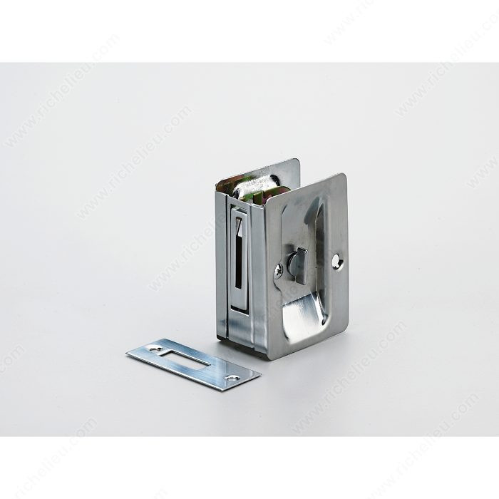 Pocket Door Pull - Small Rectangular, Finish Satin Chrome, Function Privacy