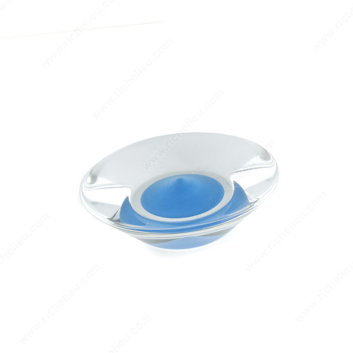 Contemporary Plastic Knob - 8963, Finish Clear / Pale Blue