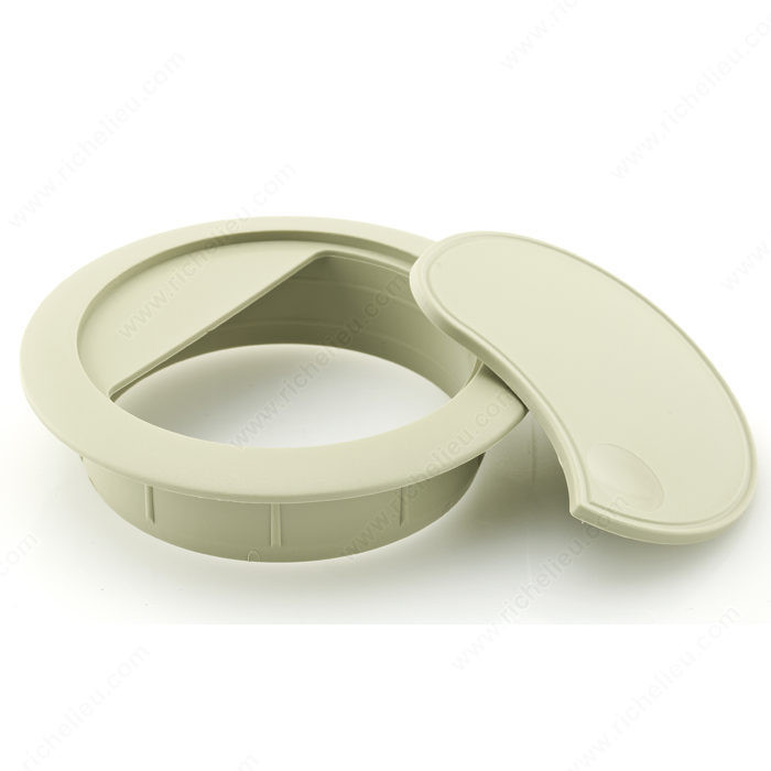 Round Cable Grommet, Bore Hole 60 mm, Finish Almond, Diameter - Overall Dimensions 75 mm, Height - Overall Dimensions 21 mm PRO-PACK 5