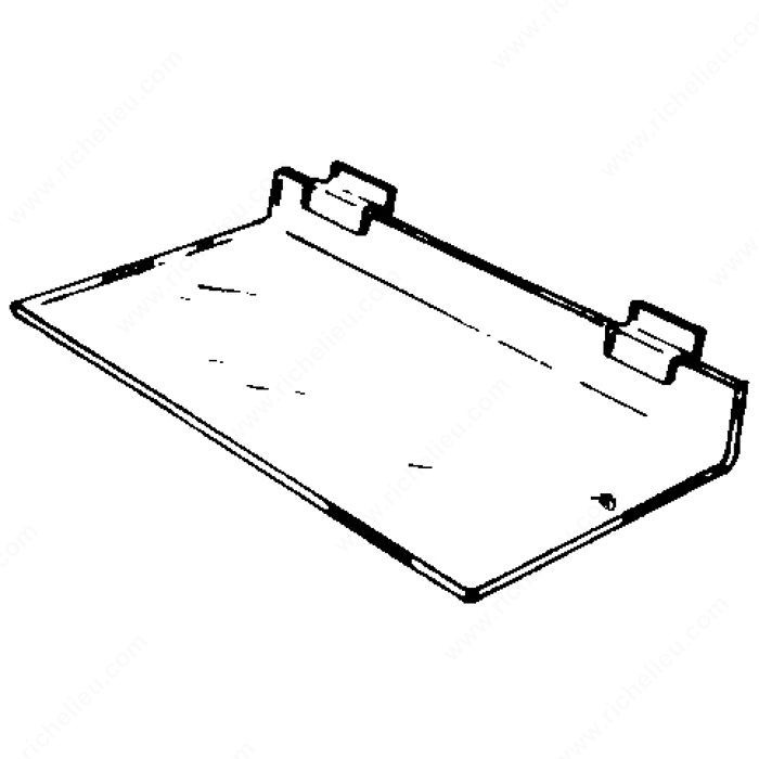 Slatwall Shelf, Width 16 in, Depth 12 in, Thickness 3/16 in, Load Capacity 1.5 lb