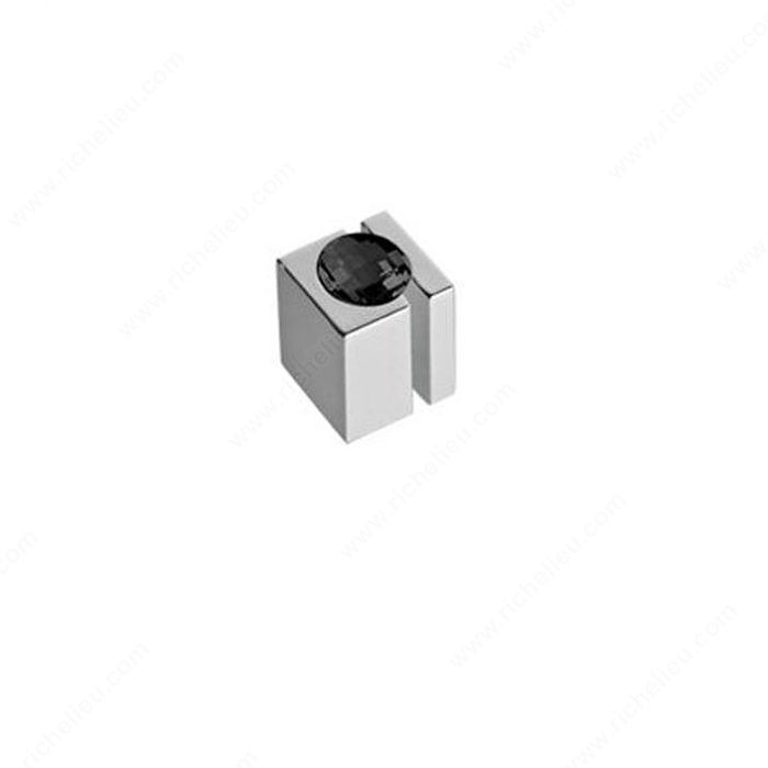 Contemporary Knob with Swarovski Crystal - 9100, Finish Black Crystal / Chrome, Length - Overall Dimensions 15 mm, Width - Overall Dimensions 15 mm