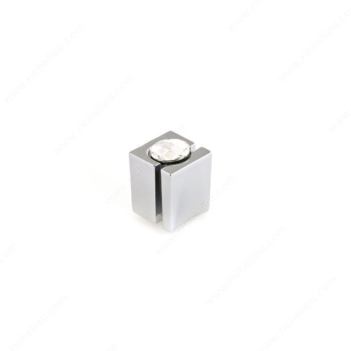 Contemporary Knob with Swarovski Crystal - 9100, Finish Crystal / Chrome, Length - Overall Dimensions 15 mm, Width - Overall Dimensions 15 mm