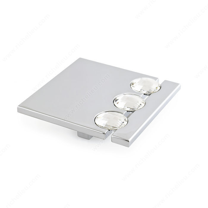 Contemporary Swarovski Crystal and Metal Pull - 9100, Finish Crystal / Chrome