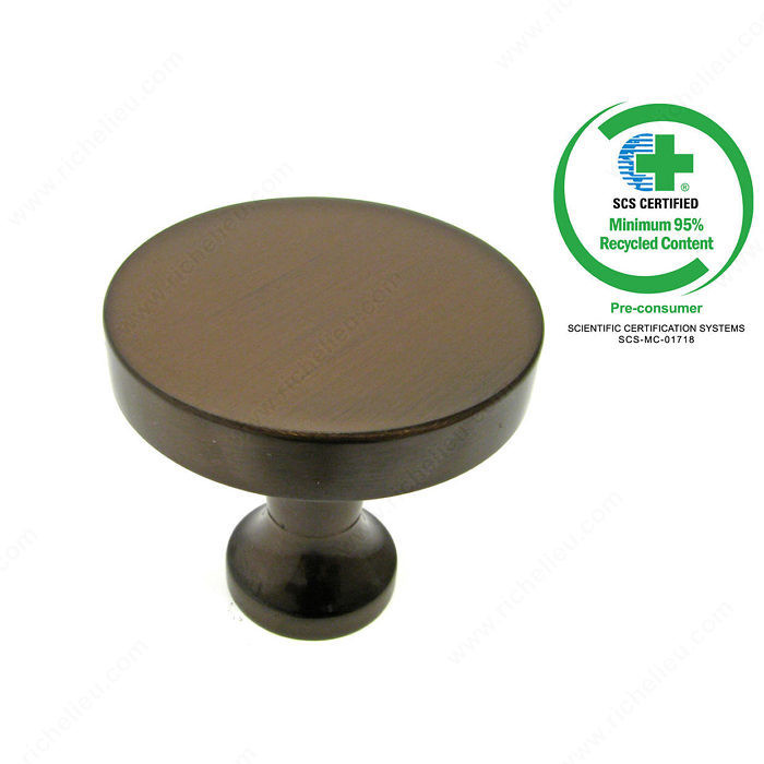 LEED-Certified Solid Brass Knob - 910, Diameter - Overall Dimensions 38 mm