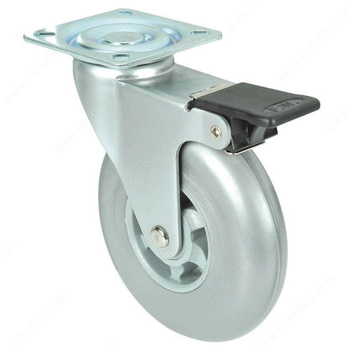 Contemporary Gray Furniture Caster - With Brake, Caster for indoor use only that combines design and functionality.,
