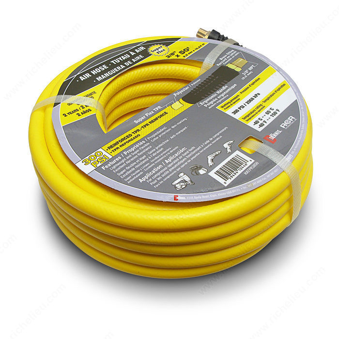 Super-Flexible Reinforced Air Hose, Length 50 ft