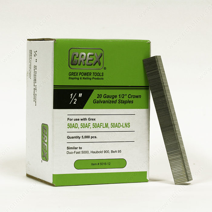 Galvanized Crown Staples, Duo-Fast 5000 Series, 1/2 Crown - 20 Gauge (5M), Length 1/4 in