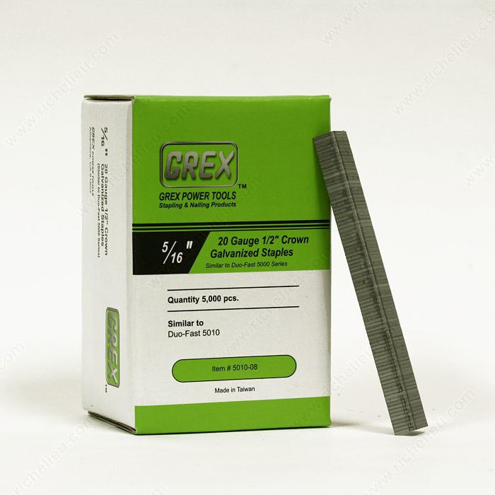 Galvanized Crown Staples, Duo-Fast 5000 Series, 1/2 Crown - 20 Gauge (5M), Length 5/16 in