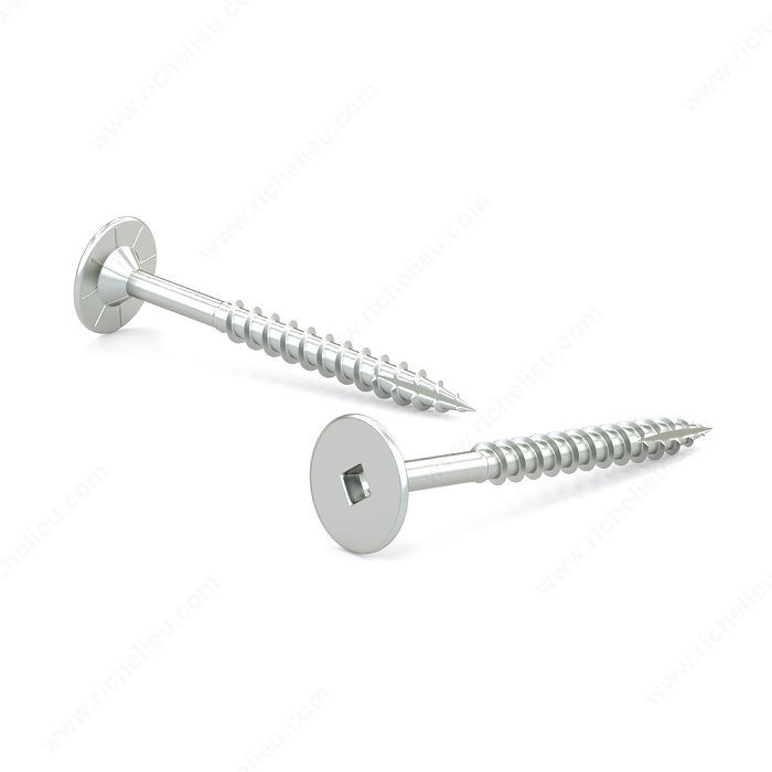 Zinc-Plated Wood Screw, PowerHead, Square Drive, Coarse Thread, Type 17 Point, Self- drilling cabinet installation screw, Length 2 1/2 in PRO-PACK 2