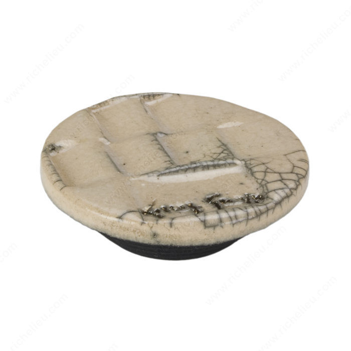 Materia Viva Collection Raku Ceramic Knob - 9428, Raku Ceramic, Finish Beige / Craquele