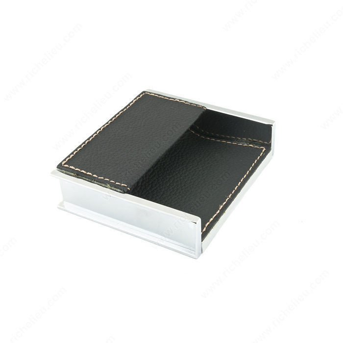 Contemporary Metal and Leather Edge Pull - 9501, Finish Matte Black / Chrome, Length - Overall Dimensions 85 mm