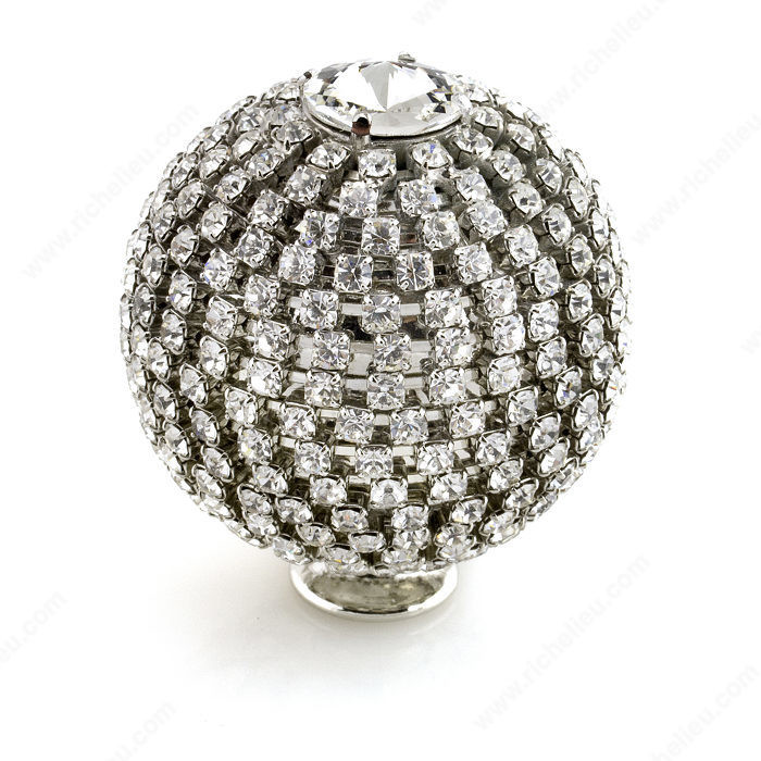 Swarovski Crystal Encrusted Knobs - 9601, Diameter - Overall Dimensions 46 mm, Projection - Overall Dimensions 53 mm