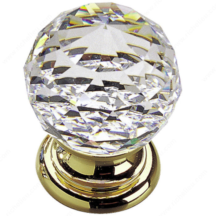 Traditional Brass and Swarovski Crystal Knob - 9933, Material Swarovski Crystal / 24K Gold-Plated