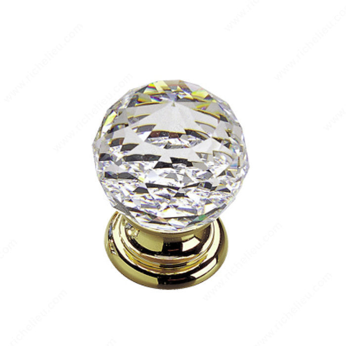 Traditional Brass and Swarovski Crystal Knob - 9933, Material Brass / Swarovski Crystal