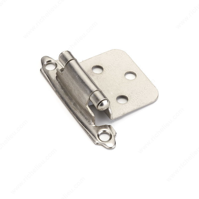 Semi-Concealed Self-Closing Hinge - 134, Finish Brushed Nickel, Finish Number 195, Type of Hinge Traditional Surface Hinge, Screw/Nail Included / #5 Screw
