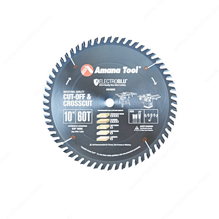 Cut-Off & Cross-Cut, Diameter 10 in, Teeth 60, Bore 5/8 in