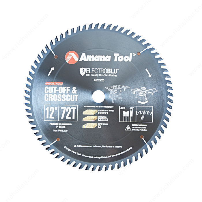Cut-Off & Cross-Cut, Diameter 12 in, Teeth 72, Bore 1 in