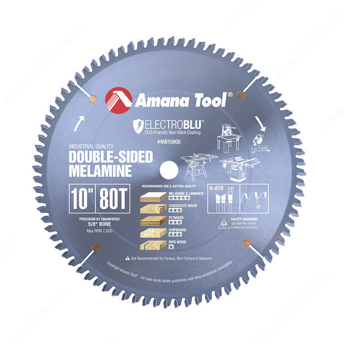 Melamine Blade, Diameter 10 in, Teeth 80, Bore 5/8 in