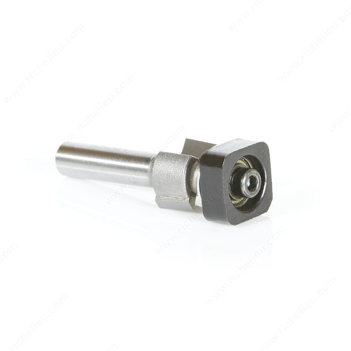 Laminate Trimmer with Euro Square Bearing Router Bit, Laminate trim bit, Cutting Diameter 1/2 in, Cutting Length 19/64 in, Overall Length (L) 1 3/4 in