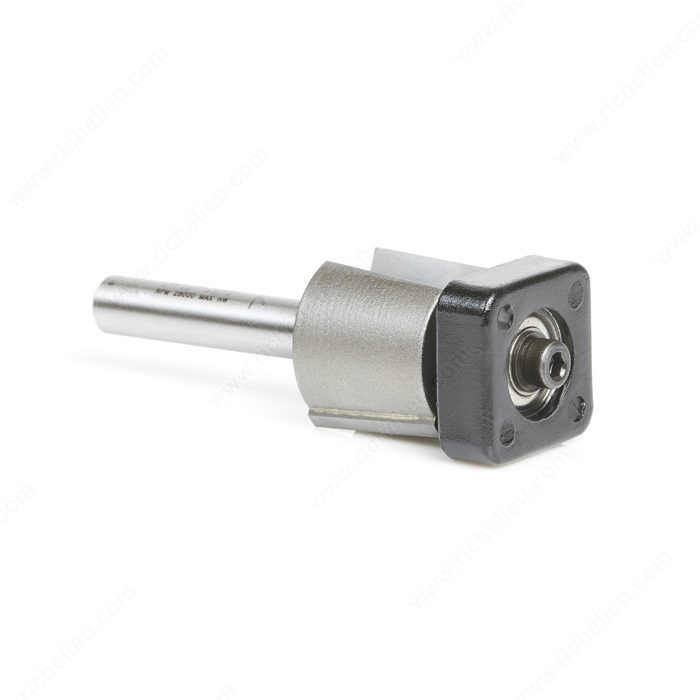 Laminate Trimmer with Euro Square Bearing Router Bit, Laminate trim bit, Cutting Diameter 3/4 in, Cutting Length 5/8 in, Overall Length (L) 2 3/8 in