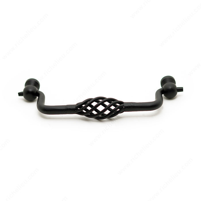 Traditional Metal Pull - 1049, Center to Center 128 mm, Finish Matte Black, Length - Overall Dimensions 150 mm