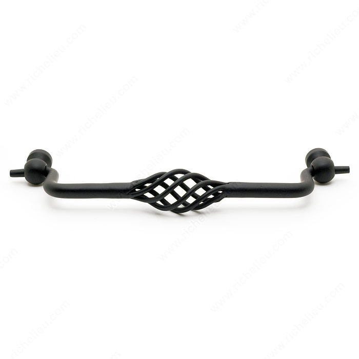 Traditional Metal Pull - 1049, Center to Center 160 mm, Finish Matte Black, Length - Overall Dimensions 185 mm