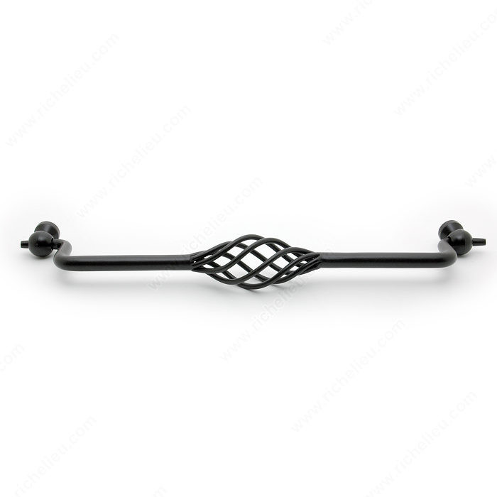 Traditional Metal Pull - 1049, Center to Center 224 mm, Finish Matte Black, Length - Overall Dimensions 250 mm