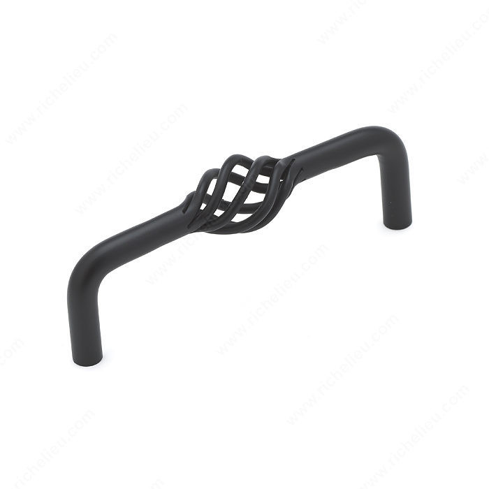 Traditional Metal Pull - 106, Center to Center 96 mm, Finish Matte Black, Length - Overall Dimensions 106 mm