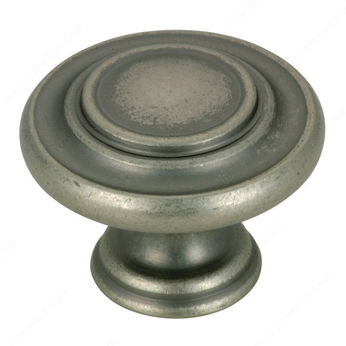 Traditional Metal Knob - 1073, Finish Pewter, Screw/Nail 8/32 (Included) PRO-PACK 3