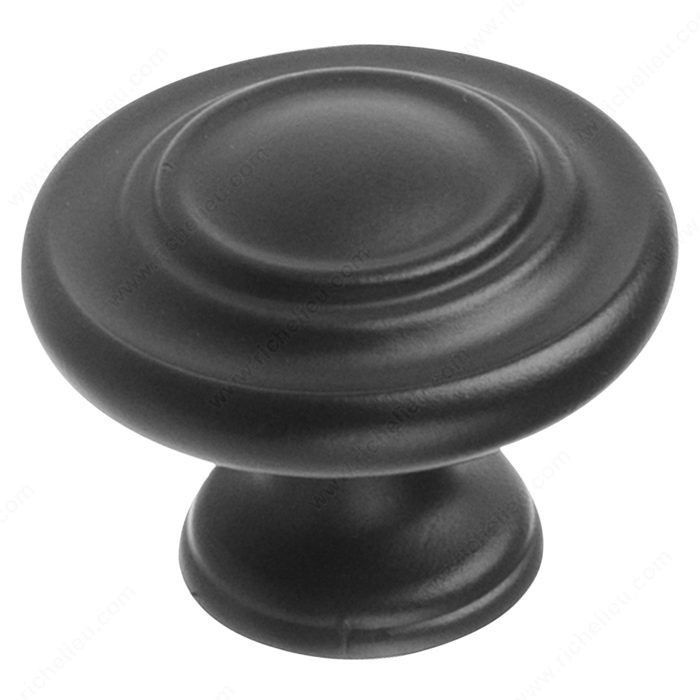 Traditional Metal Knob - 1073, Finish Matte Black, Screw/Nail 8/32 (Included) PRO-PACK 3