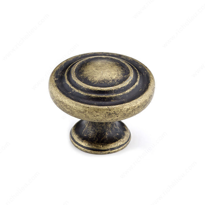 Traditional Metal Knob - 1073, Finish Burnished Brass, Screw/Nail 8/32 (Included) PRO-PACK 3