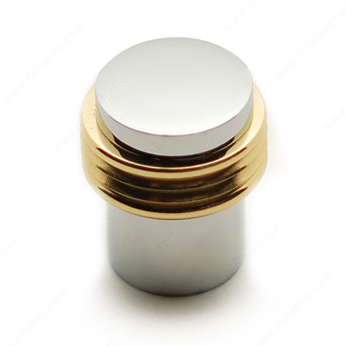 Contemporary Metal Knob - 1085, Finish Brass / Chrome