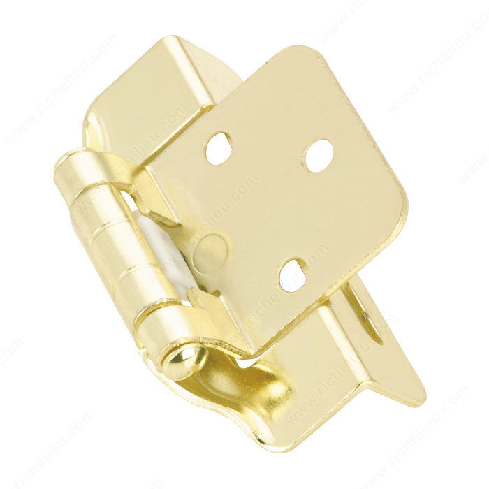 Self-Closing Hinge, Overlay 1/2 in, Finish Brass, Finish Number 130, Finial Style Flat