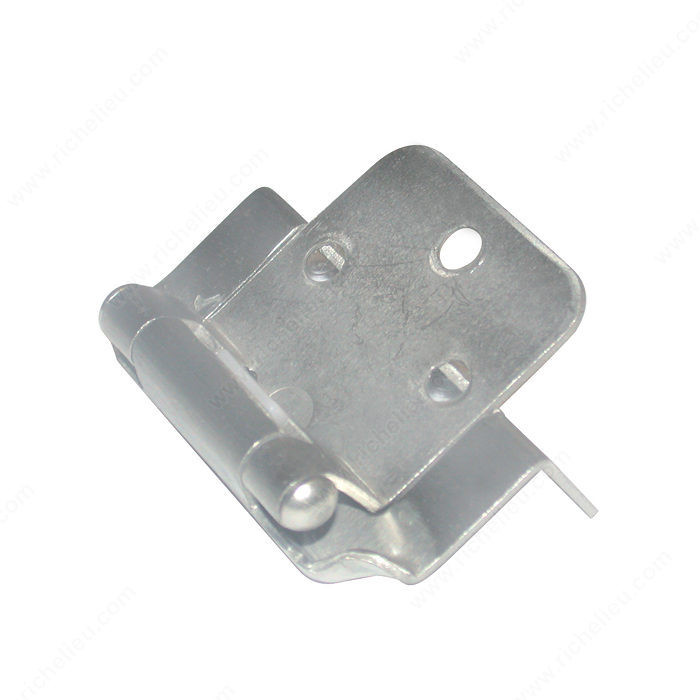 Self-Closing Hinge, Overlay 1/2 in, Finish Brushed Nickel, Finish Number 195, Finial Style Flat
