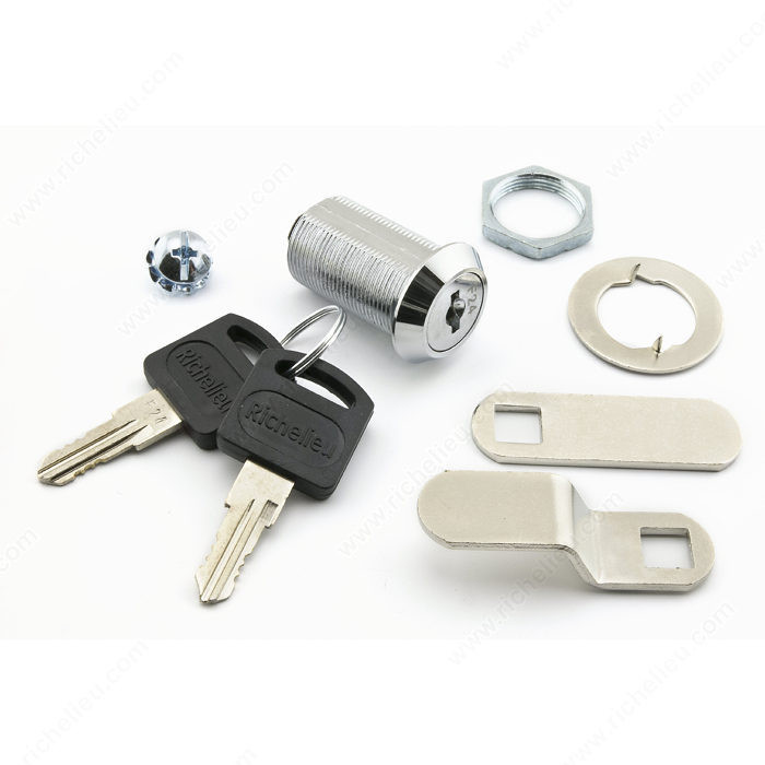 Cam Lock for Panel Thickness up to 23 mm, 90 degree opening, Key Type Keyed Different, Finish Chrome, Cam Lock - Length to Axis 40 mm, Offset Cam - Height 9.5 mm PRO-PACK 2