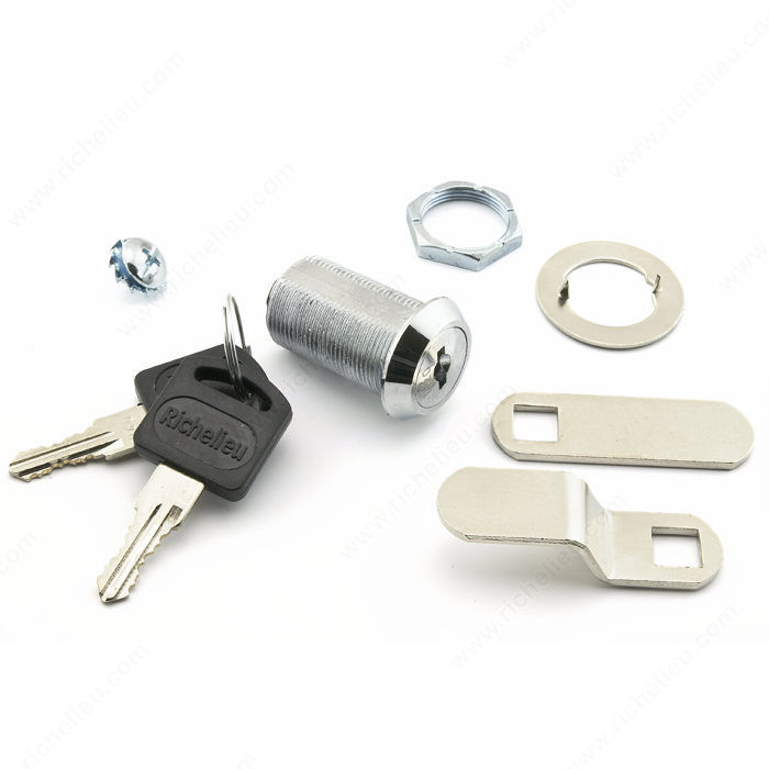 Cam Lock for Panel Thickness up to 23 mm, 90 degree opening, Key Type Keyed Alike #1, Finish Chrome, Cam Lock - Length to Axis 40 mm, Offset Cam - Height 9.5 mm PRO-PACK 2