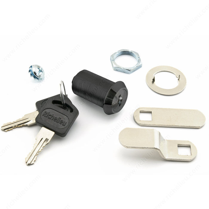 Cam Lock for Panel Thickness up to 23 mm, 90 degree opening, Key Type Keyed Alike #1, Finish Black, Cam Lock - Length to Axis 40 mm, Offset Cam - Height 9.5 mm