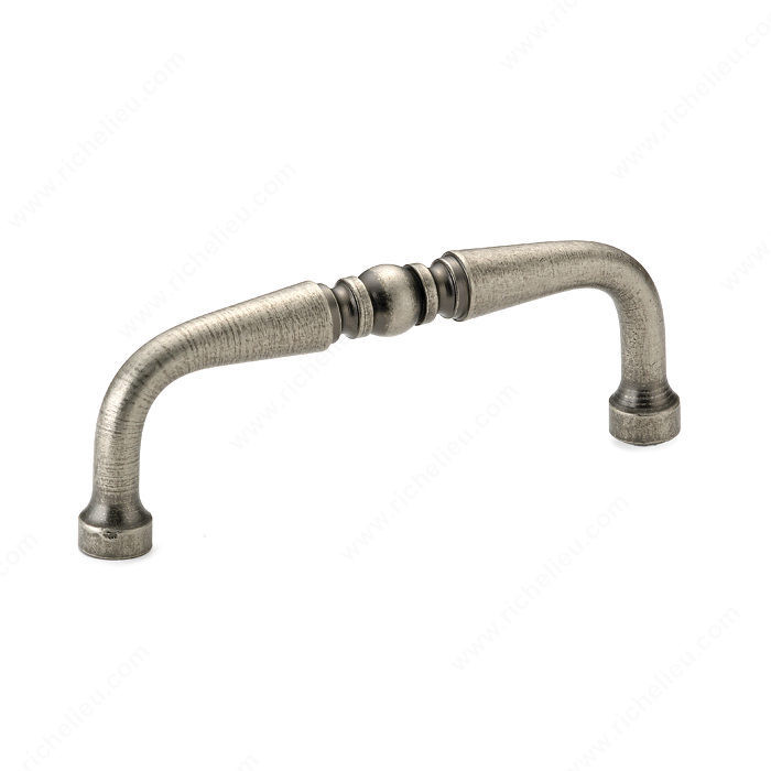 Traditional Metal Pull - 1452, Center to Center 3 in, Finish Pewter, Projection - Overall Dimensions 27 mm