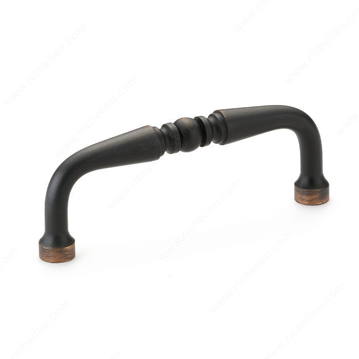 Traditional Metal Pull - 1452, Center to Center 3 in, Finish Brushed Oil-Rubbed Bronze, Projection - Overall Dimensions 27 mm