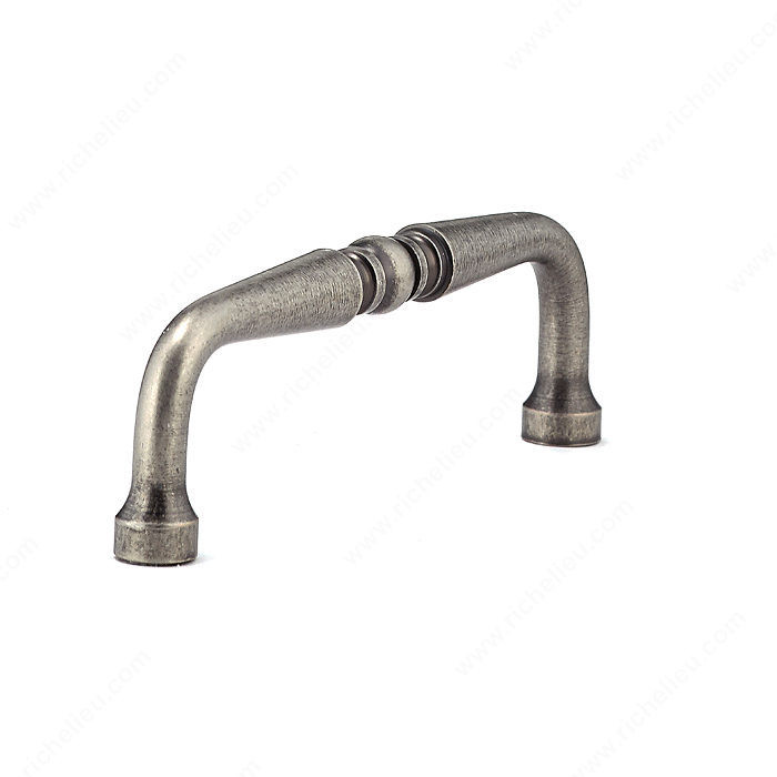 Traditional Metal Pull - 1452, Center to Center 3-1/2 in, Finish Pewter, Projection - Overall Dimensions 30 mm